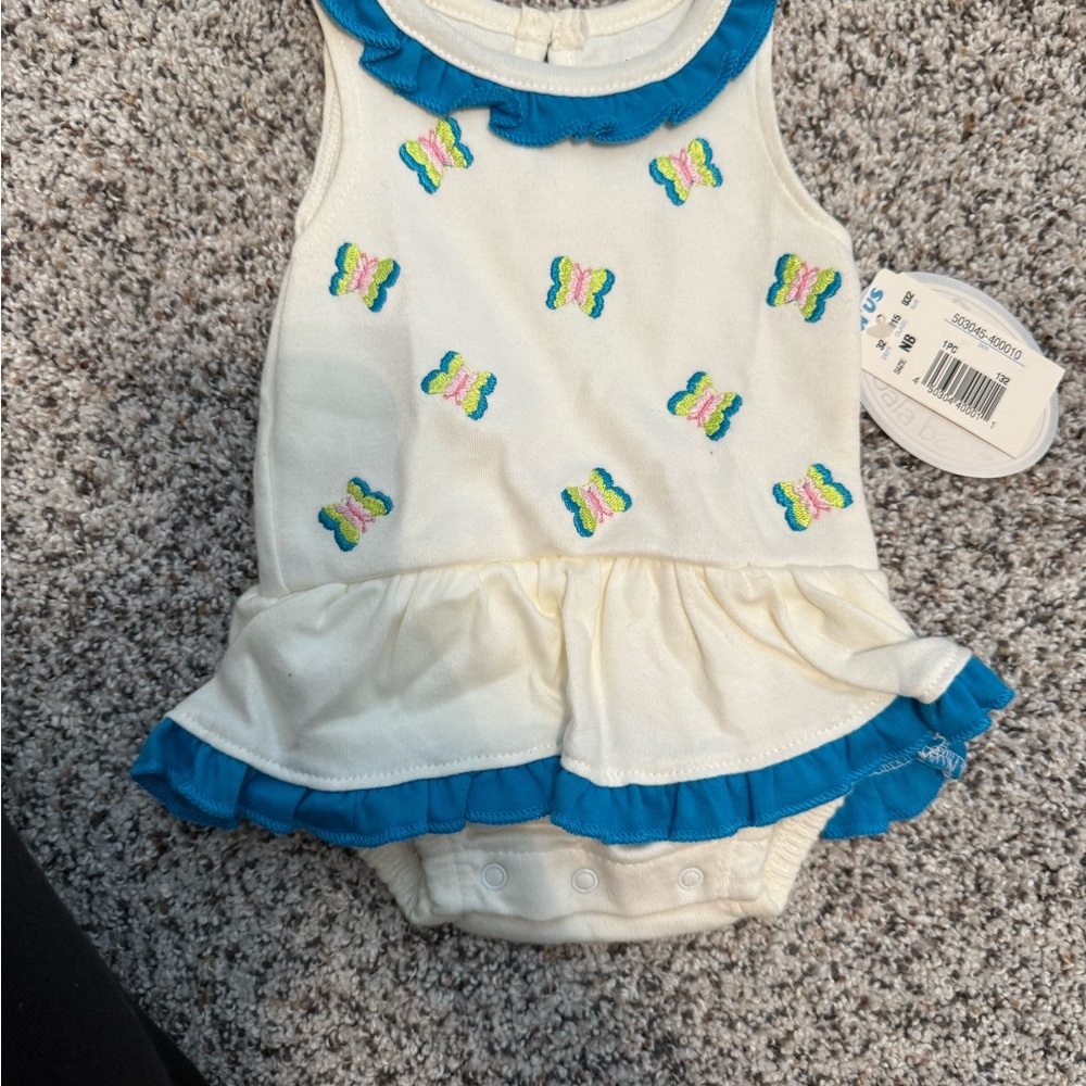 Koala Kids Cream and Blue Butterfly Diaper Cover